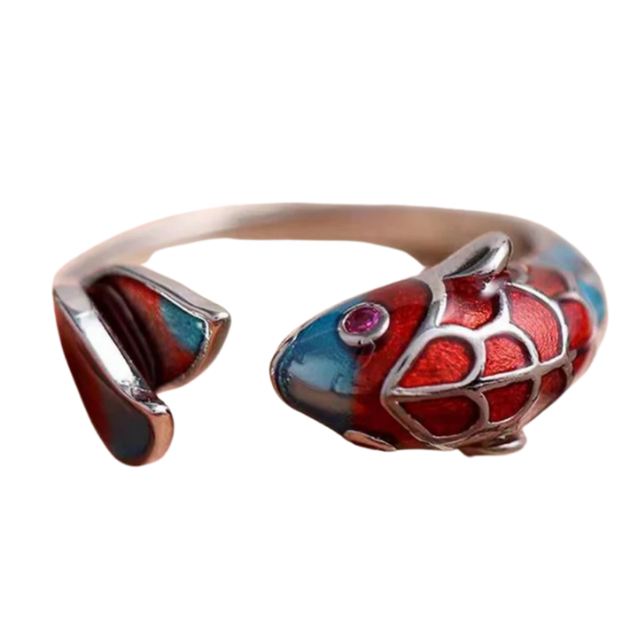 KOHANA – Vintage-Koi-Ring mit Emaille-Detail