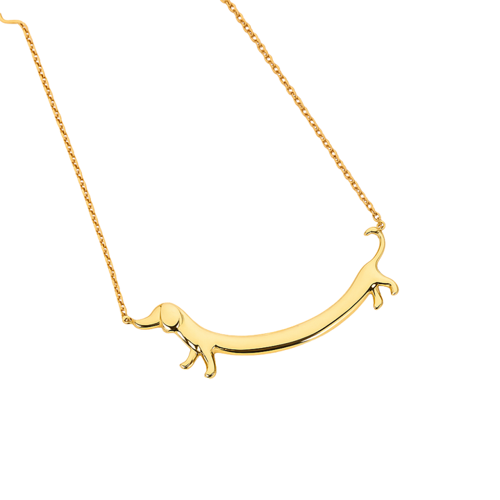 LILOU – Dackel-Halskette in  Silber und gold