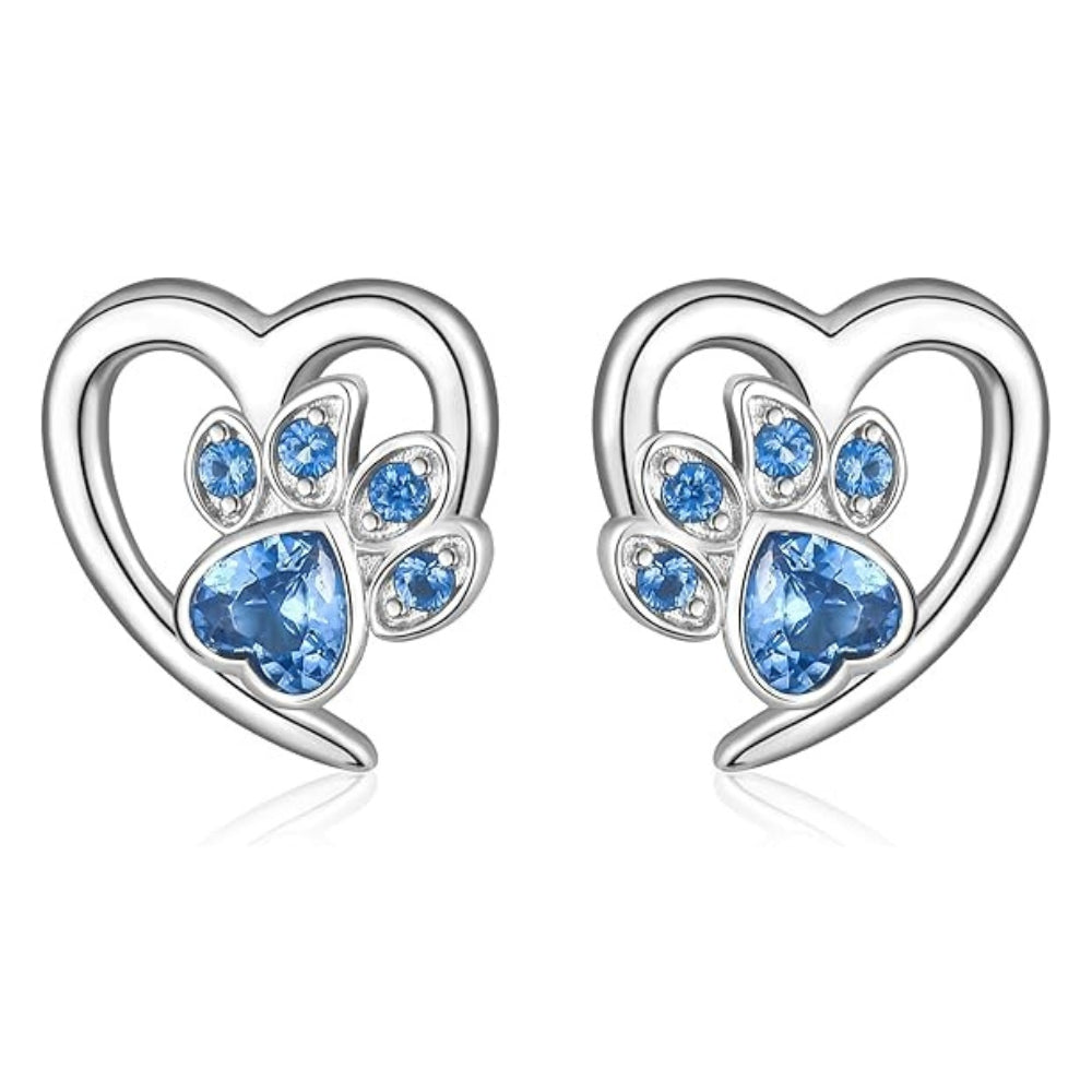 Paw and Heart Earrings with Zirconia 1