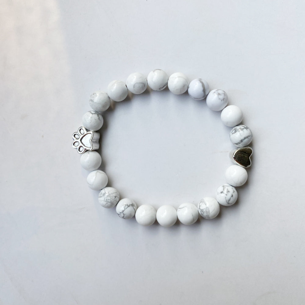Natural Gemstone Bracelet with Paw & Heart Charm – Handcrafted Design 2