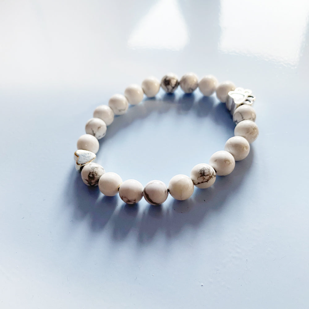Natural Gemstone Bracelet with Paw & Heart Charm – Handcrafted Design 4
