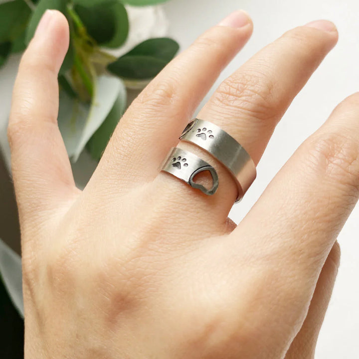 FAYAIE – Verstellbarer Pfoten- & Herz-Ring mit Twist-Design aus silber