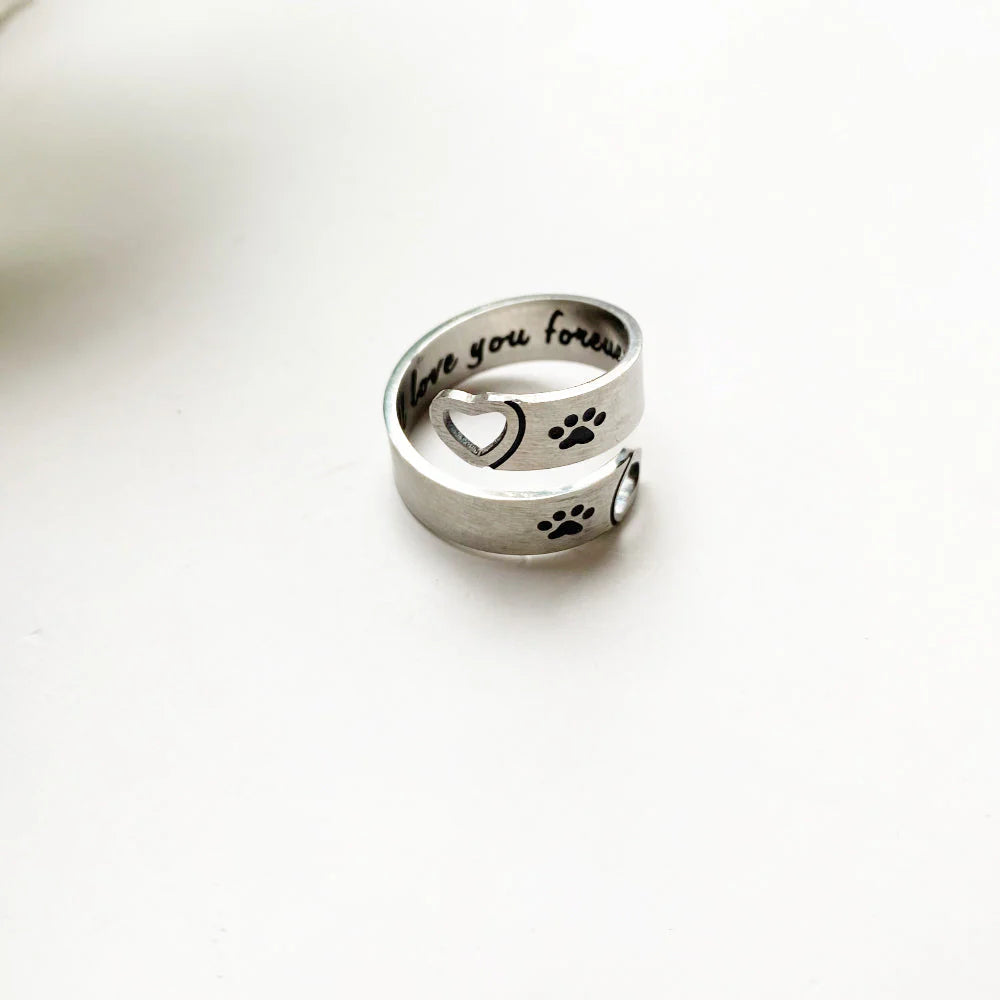 FAYAIE – Verstellbarer Pfoten- & Herz-Ring mit Twist-Design aus silber