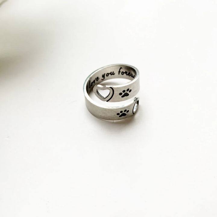 FAYAIE – Verstellbarer Pfoten- & Herz-Ring mit Twist-Design aus silber