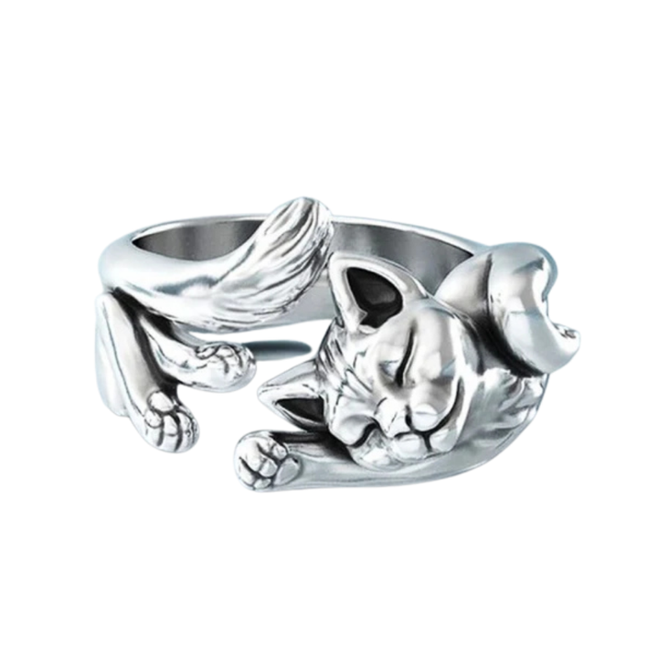 MIRELLE – Vintage-Katzenring aus Silber