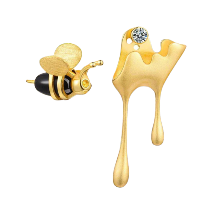ELIA – Tropfender Honig & Bienen-Ohrringe aus gold