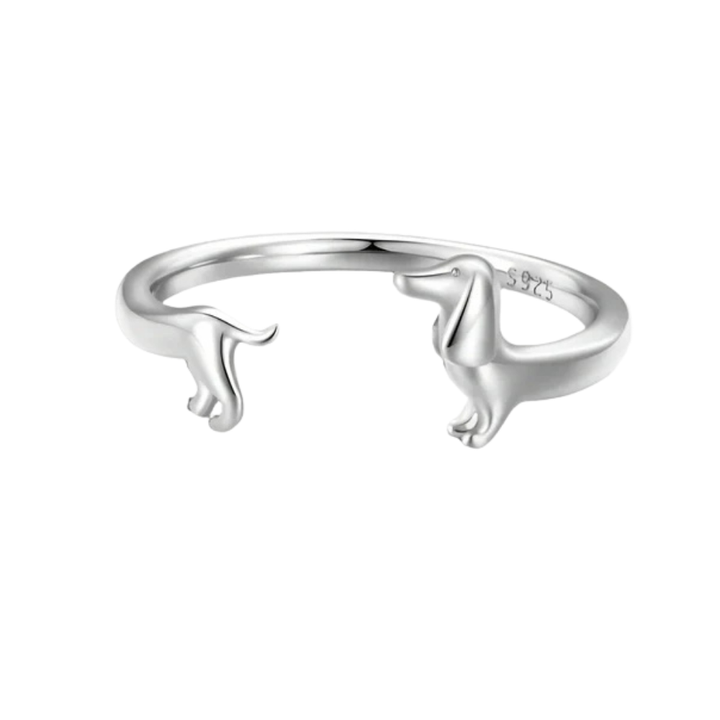 PEPI – Verstellbarer  Silber und gold Dackel-Ring in Wickel
