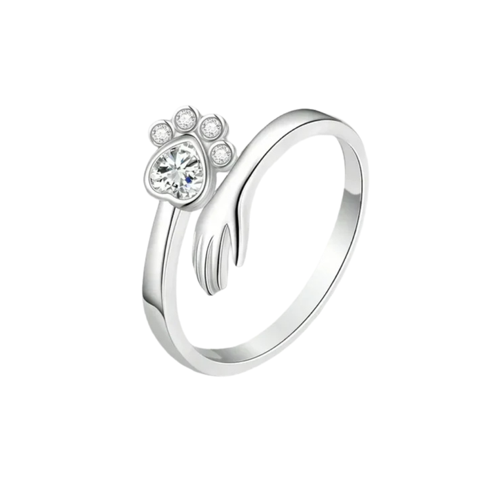 MARA – Verstellbarer Ring aus 925er Silber mit Hand-und-Pfote-Motiv