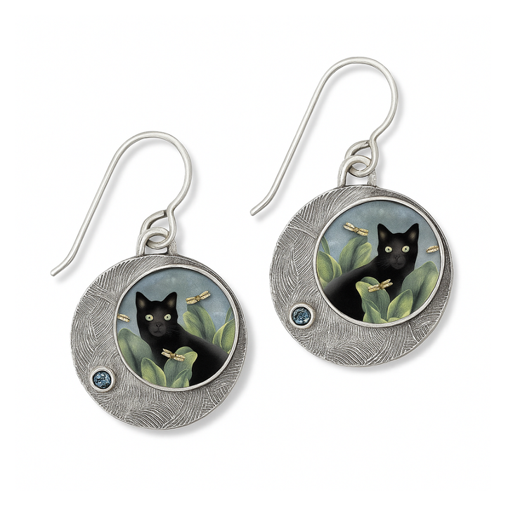 YLIA – Runde Vintage-Katzenohrringe | Silber