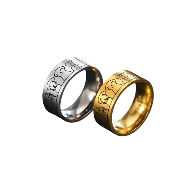 NIKA – Breiter Gold und silber ring mit gravierter Pfote für Damen