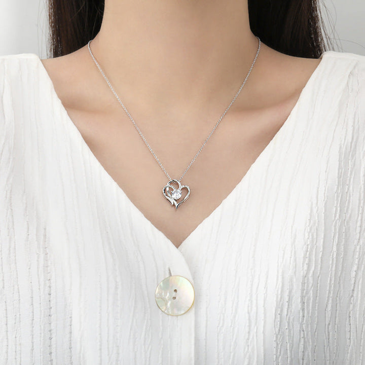 Adjustable Women’s Necklace – Double Heart Design with Sparkling Zirconia 3