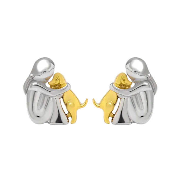 NURI – Bicolor-Umarmungs-Ohrstecker in Silber & Gold