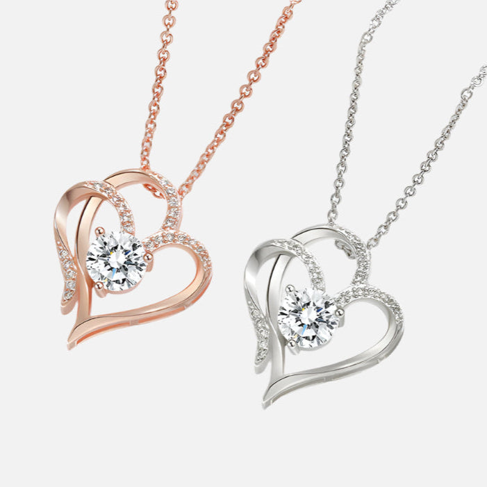 Adjustable Women’s Necklace – Double Heart Design with Sparkling Zirconia 2