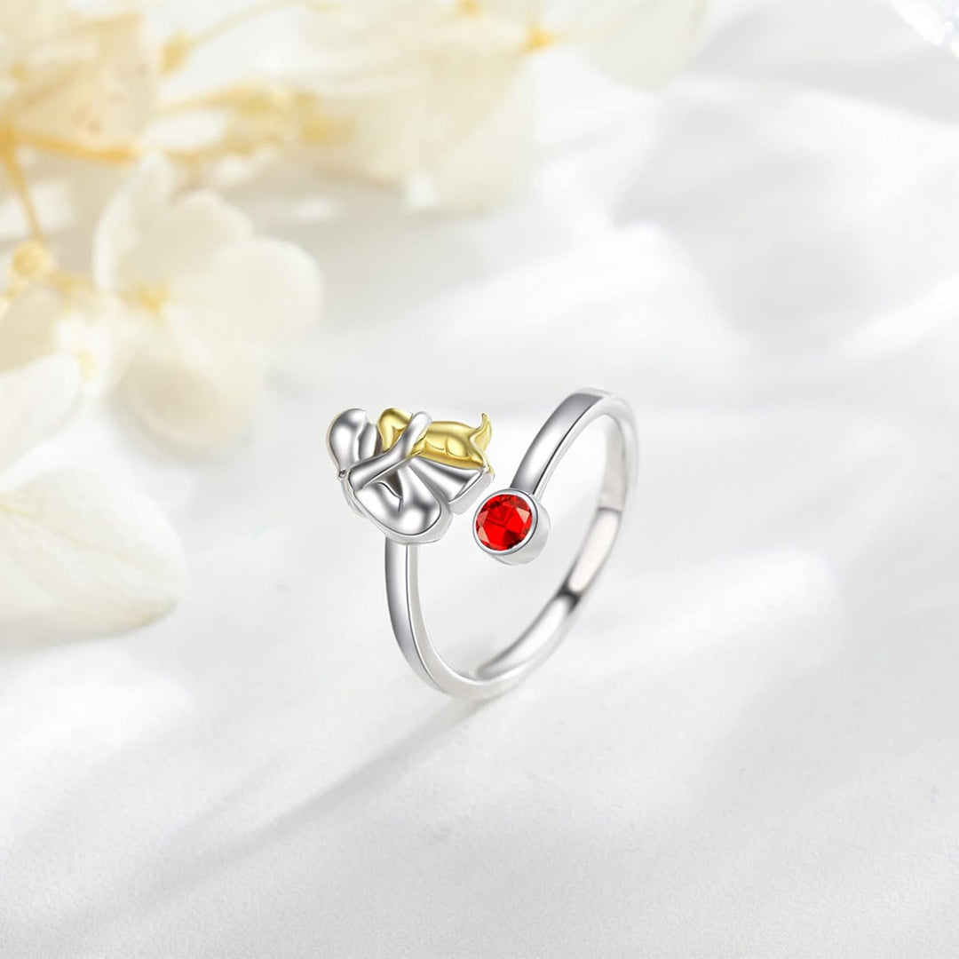 Sterling Silber Dog & Girl Ring - Verstellbar und symbolisch 3