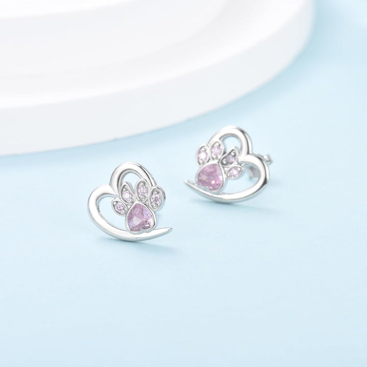 Paw and Heart Earrings with Zirconia 5