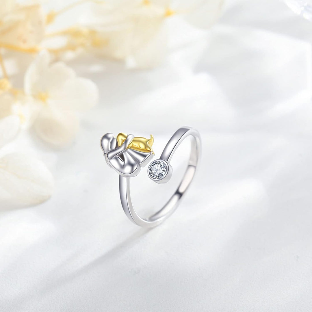 925 Sterling Silver Dog Ring wit Zirconia – Adjustable & Handmade 3