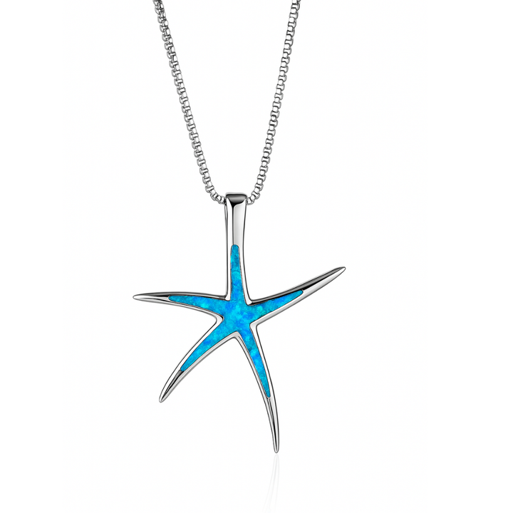 MAELI – Seestern-Halskette aus Silber mit blauem Opal