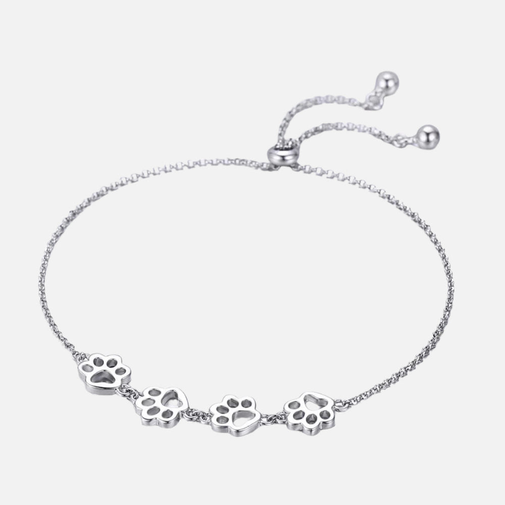 Sterling Silver Paw Print Bracelet – Adjustable Fit 2