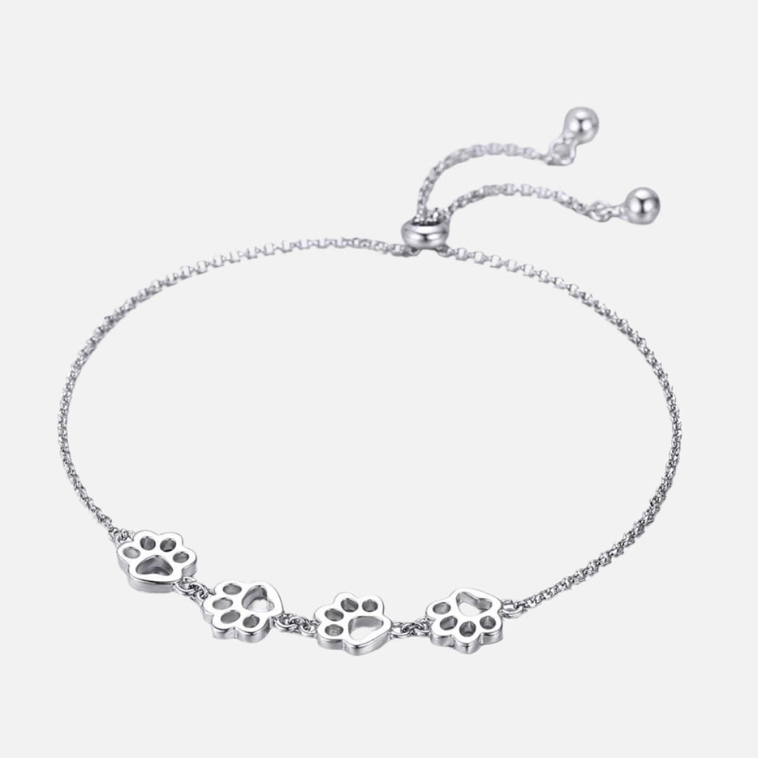 Sterling Silver Paw Print Bracelet – Adjustable Fit 2