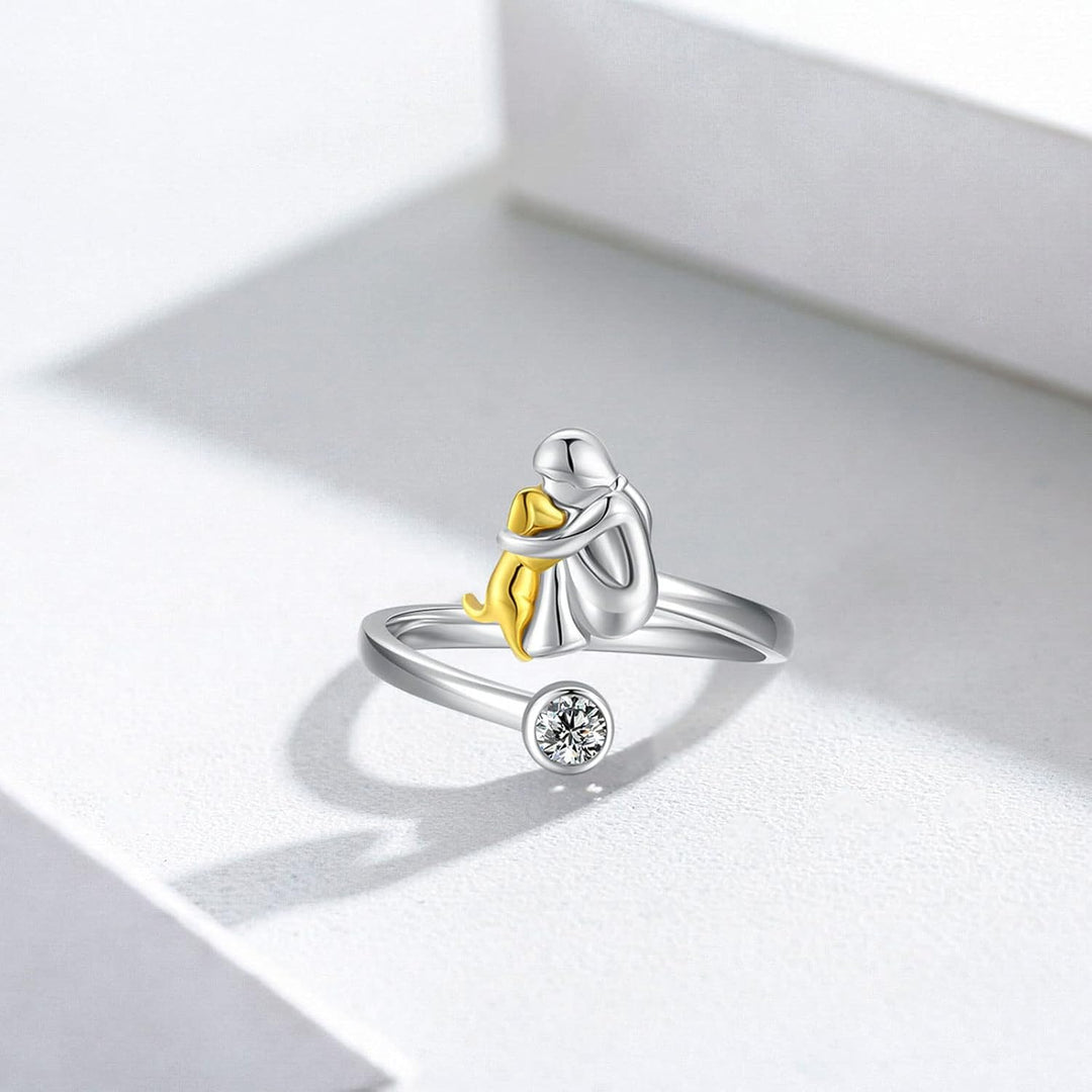 925 Sterling Silver Dog Ring wit Zirconia – Adjustable & Handmade 2