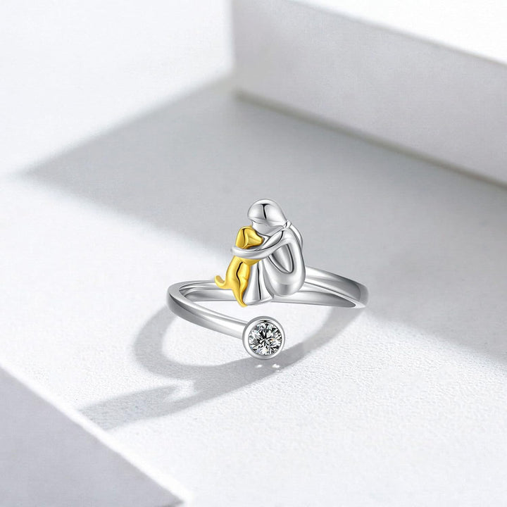 925 Sterling Silver Dog Ring wit Zirconia – Adjustable & Handmade 2