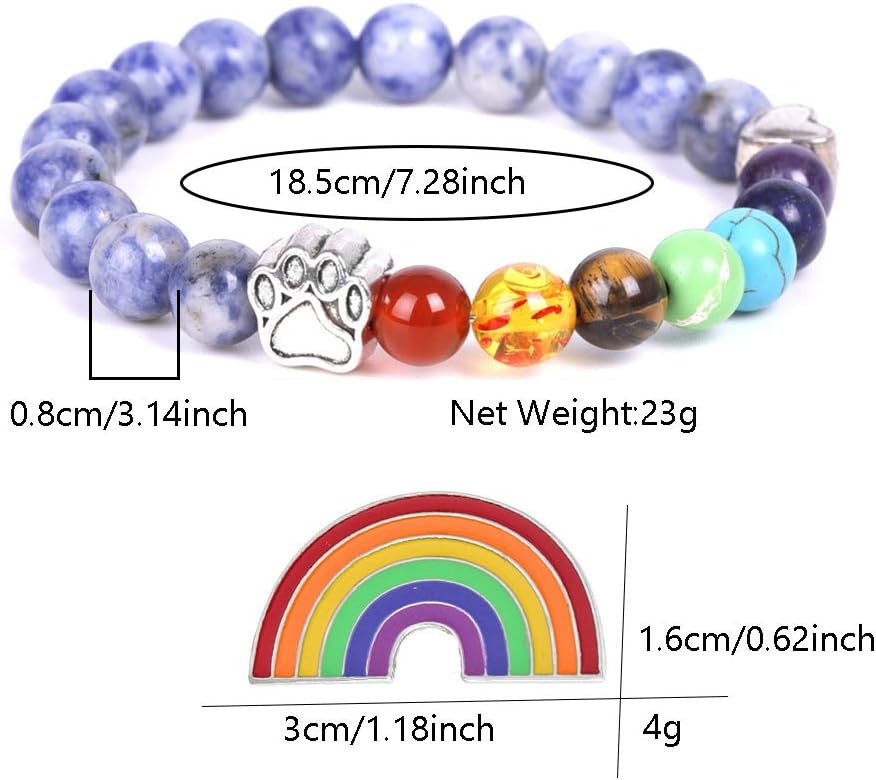Rainbow Bridge Memorial Bracelet – 7 Chakra Bead Gift for Pet Loss 4