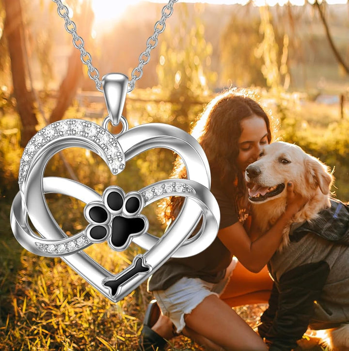 Infinity Heart & Paw Halskette in 925 Sterlingsilber mit Zirkonia 2