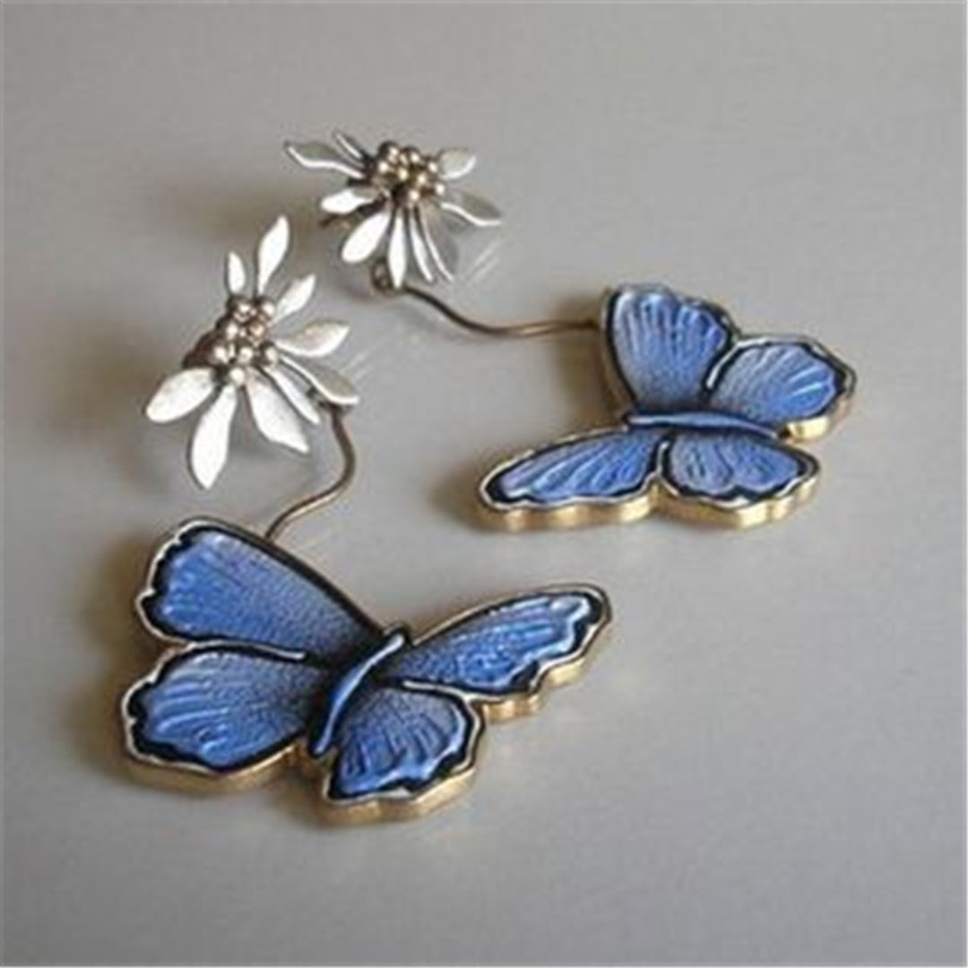 Vintage Blue Butterfly Earrings 1