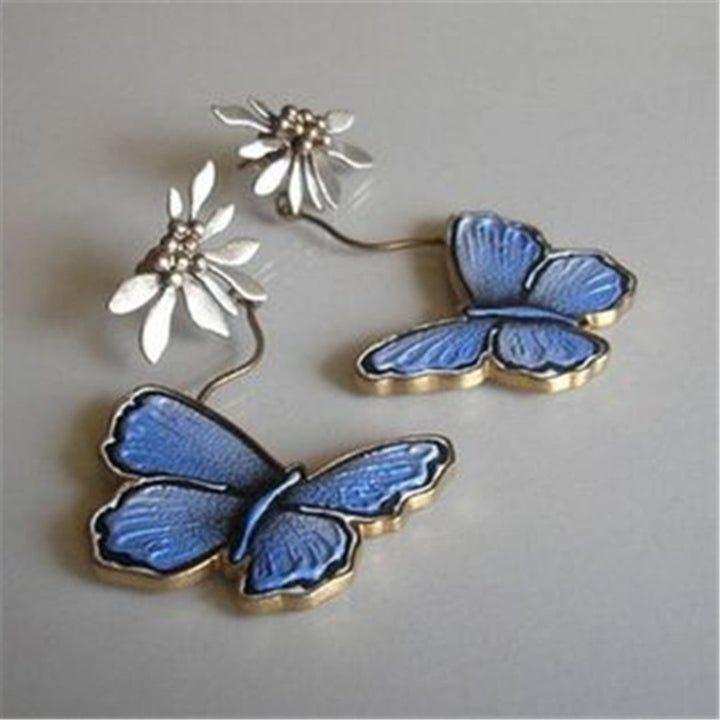 Vintage Blue Butterfly Earrings 1