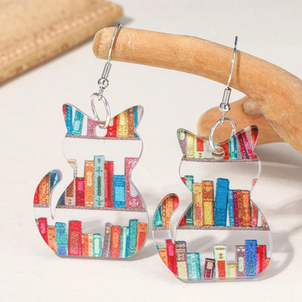Vintage Colorful Cat Earrings 1