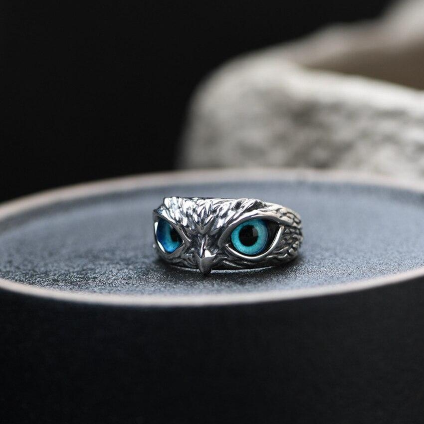 Owl of Good Luck Adjustable Ring in Silver and Opal 4