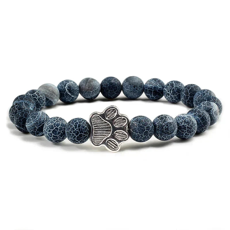 Beaded Paw Bracelet – Natural Stone Design 5