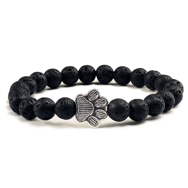 Beaded Paw Bracelet – Natural Stone Design 4