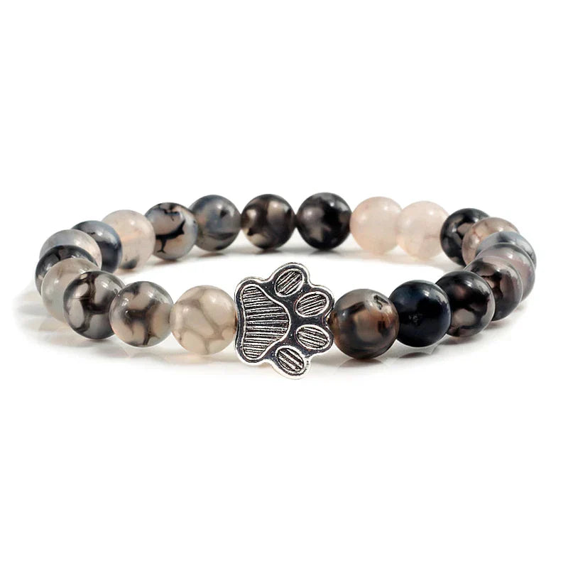 Beaded Paw Bracelet – Natural Stone Design 3
