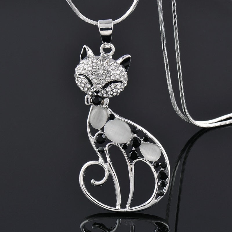 Cats of Love Necklace in Sterling Silver and Zirconia Encrusted 1