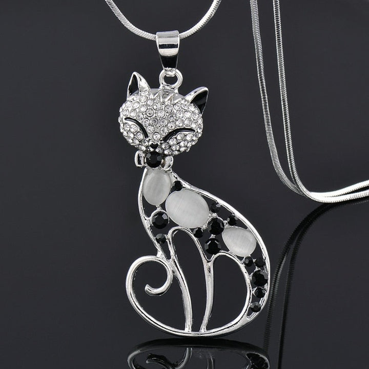 Cats of Love Necklace in Sterling Silver and Zirconia Encrusted 1