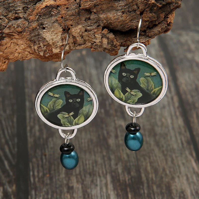 Vintage Cat Silver Earrings 1