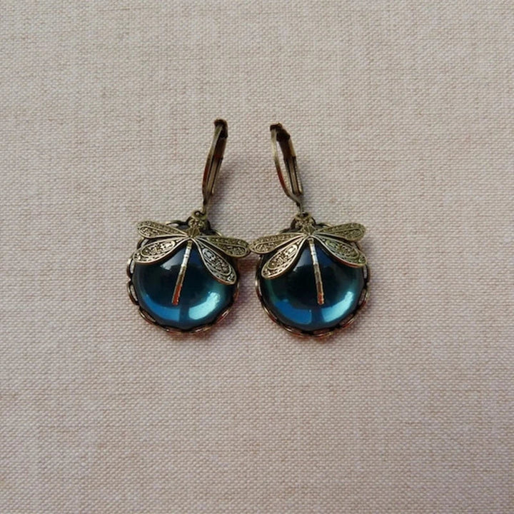 Spherical Dragonfly Earrings in Antique Gold 6