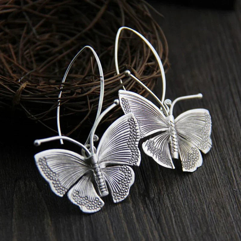 Vintage Silver Butterfly Earrings 1