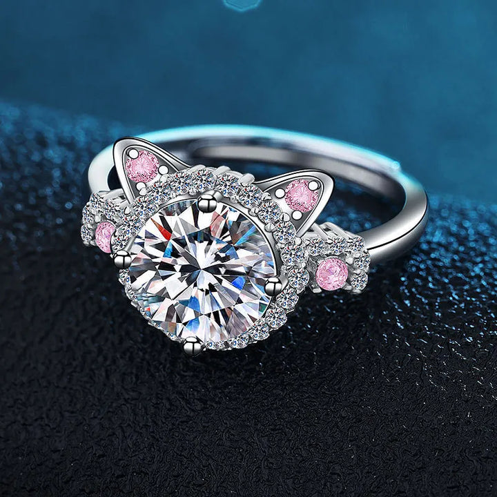 Adjustable Cat Ears Ring with Zirconia 3