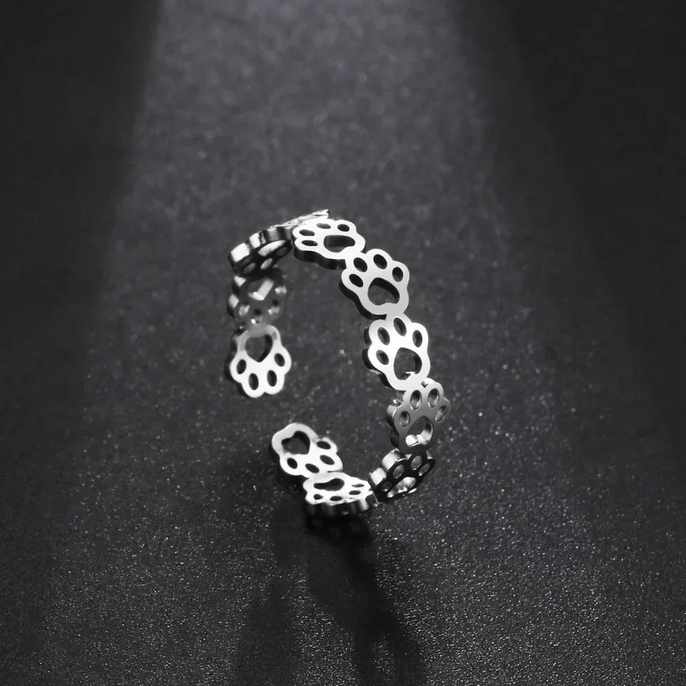 Adjustable Paw Print Ring – Made of Stainless Steel 2
