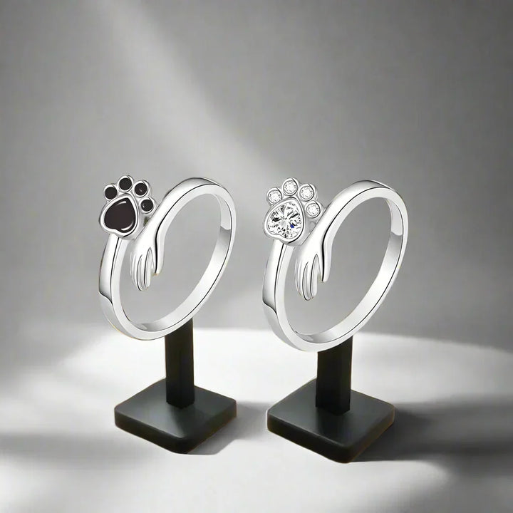 925 Sterling Silver Adjustable Ring – Hand and Paw Print Design 2