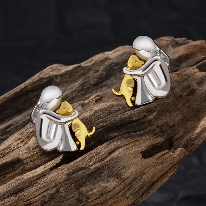 Silver and Gold Two-Tone Hug Earrings 3
