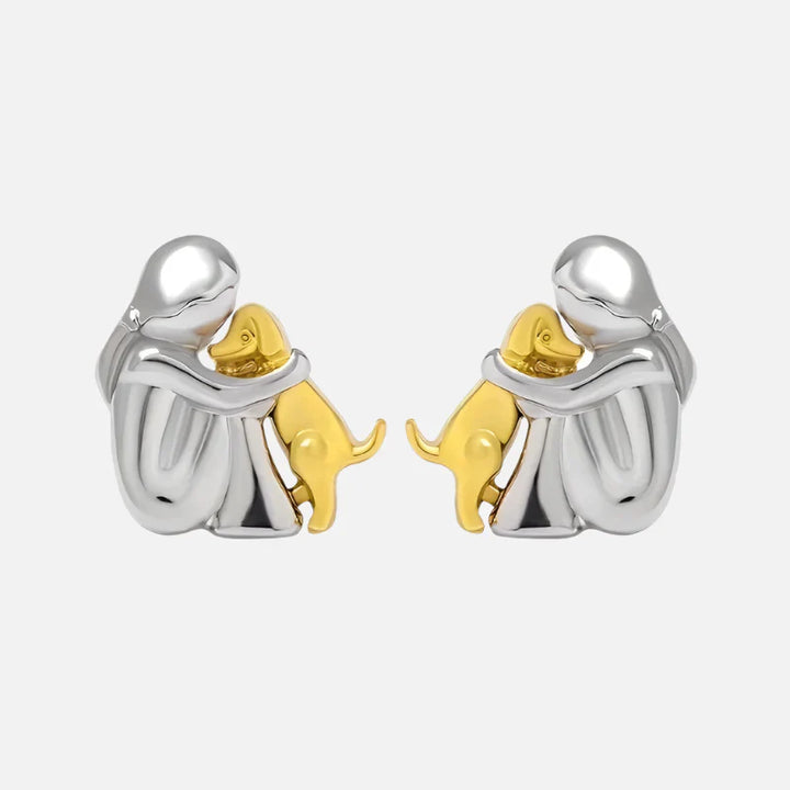 Silver and Gold Two-Tone Hug Earrings 2