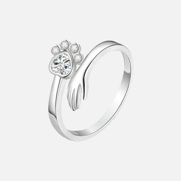 925 Sterling Silver Adjustable Ring – Hand and Paw Print Design 1