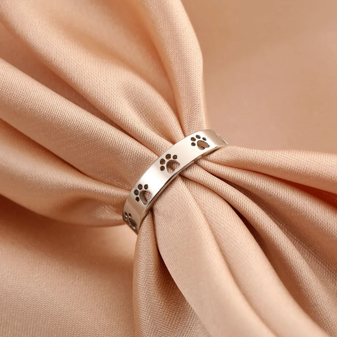 Gold-Tone Paw Print Ring – Adjustable Stainless Steel 4