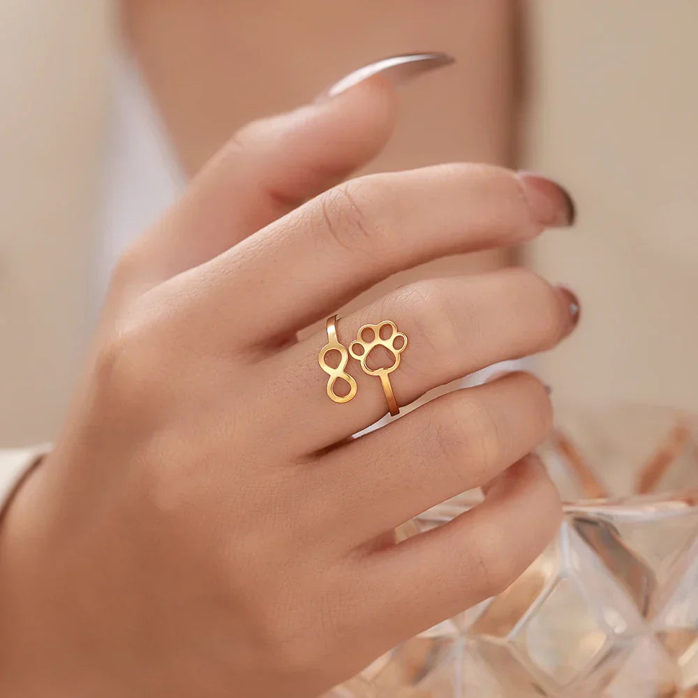 Adjustable Infinity Paw Ring – Stainless Steel 2