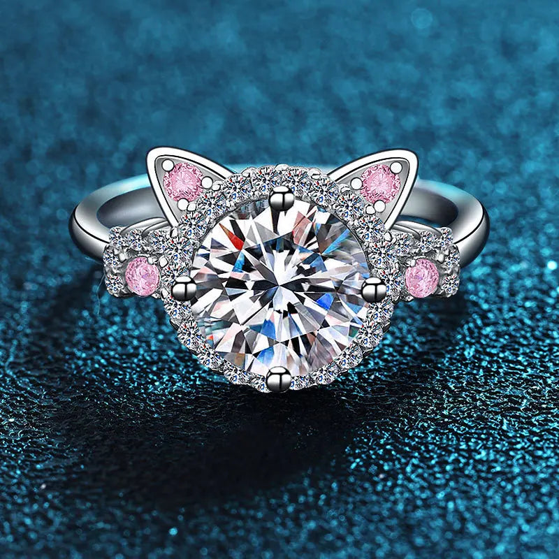 Adjustable Cat Ears Ring with Zirconia 2