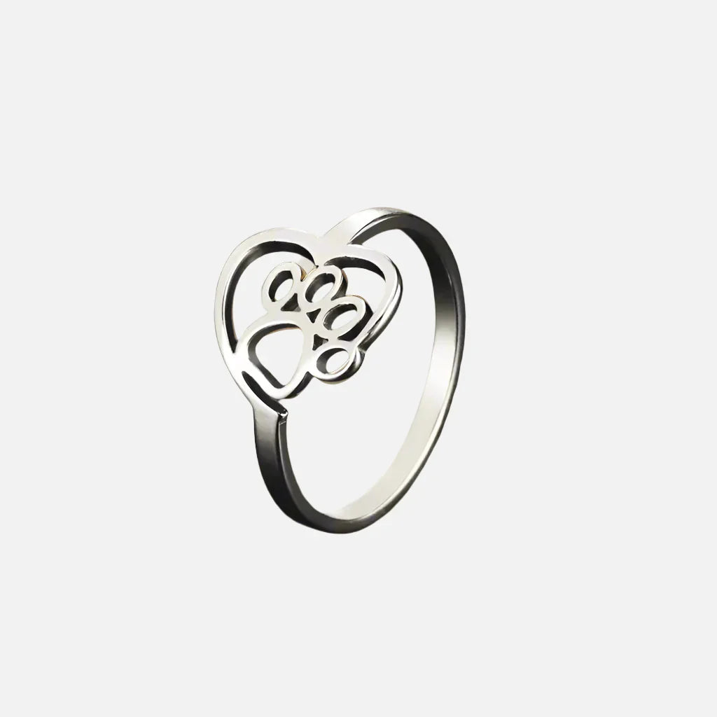 Goldton-Pfote & Herzring-Edelstahlschmuck für Tierliebhaber 2