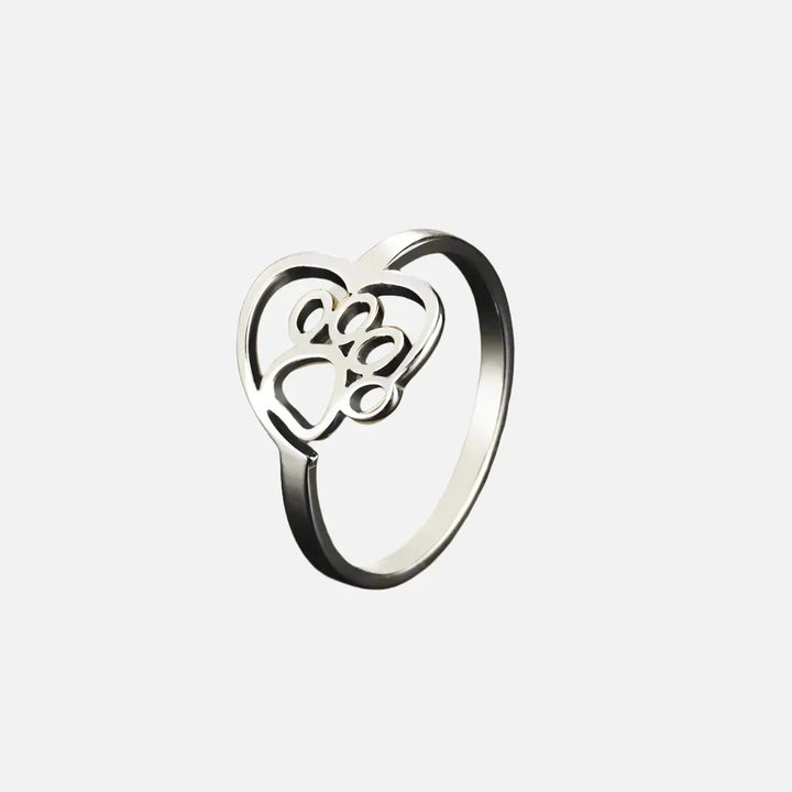 Goldton-Pfote & Herzring-Edelstahlschmuck für Tierliebhaber 2